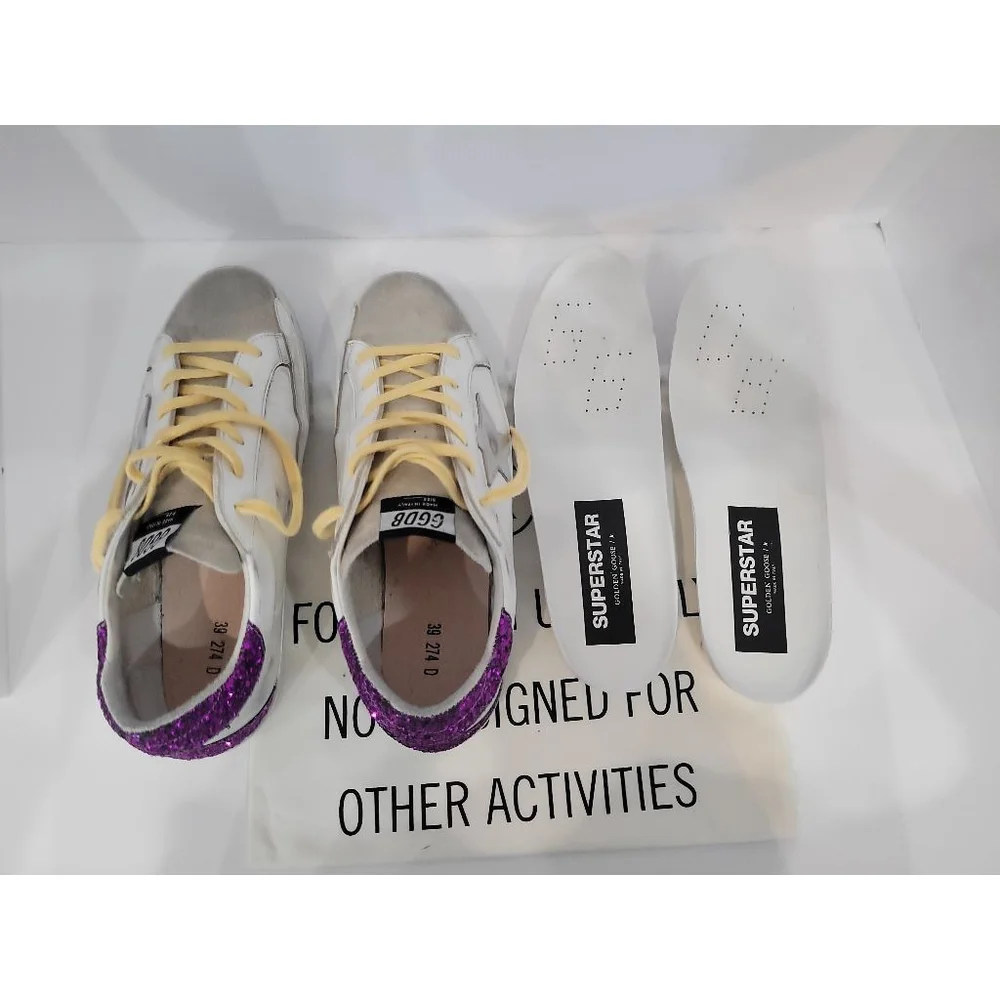 Golden Goose Sneakers, Glitter, Silver Star, 39, Like New - Picture 9 of 12